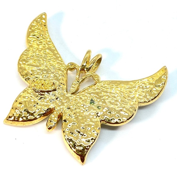Vintage 1999 PS Co. Butterfly Crystal Rhinestone Gold Tone Amethyst Pendant - Picture 5 of 6